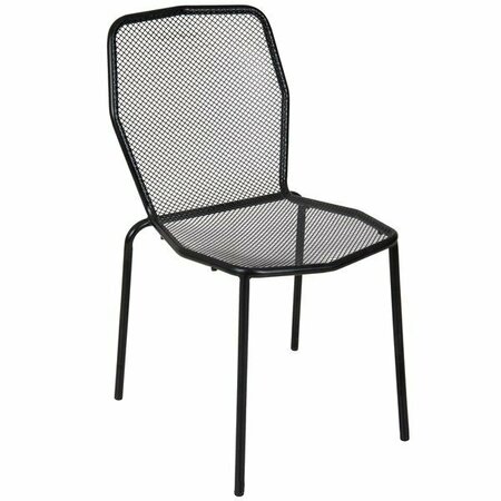BFM SEATING Avalon Black Stackable E-Coated Steel Outdoor / Indoor Side Chair 163DV454BL